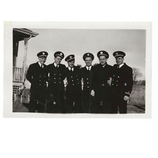 Vintage Snapshot Photo Group of US Navy Officers 1940s WWII Uniforms Porch