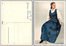 Vintage Norway Postcard Hedemark Bunad Woman Traditional Folk Costume Mittet