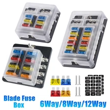 6/12 Way 12V 24V Auto Car Power Distribution Blade Fuse Holder Box Block Panel #
