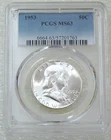 1953 P Franklin Half Dollar PCGS MS63 Frosty White PQ New Holder #V298E