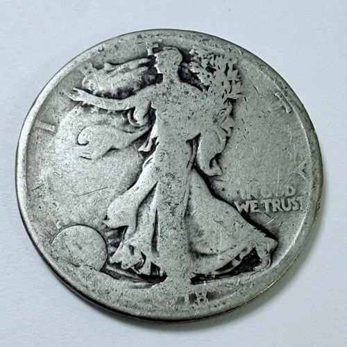 1918 50C Walking Liberty Half Dollar 90% Silver Good Details#4531