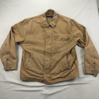 Gap Vintage Thrashed Canvas Chore Barn Jacket Distressed Workwear Large Tan