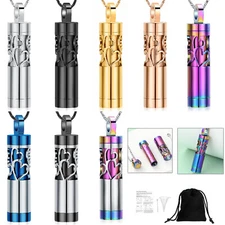 Double Layer Cylinder Urn Pendant Memory Necklace for Cremation Ashes Jewelry