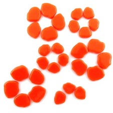 25 Tiles Mandarin Orange Sakura Petal Flower Shape Glass Mosaic Tiny Tile Pieces