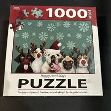 Christmas Puzzle Happy Howl-idays 1000 Piece  Reindeer Dogs By Turner Licensing