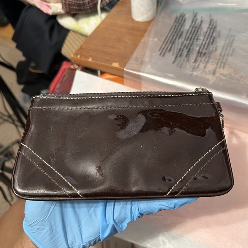 Coach Dark Brown Shiny Patent Leather Wristlet Wallet - “Dora” - Picture 6 of 22