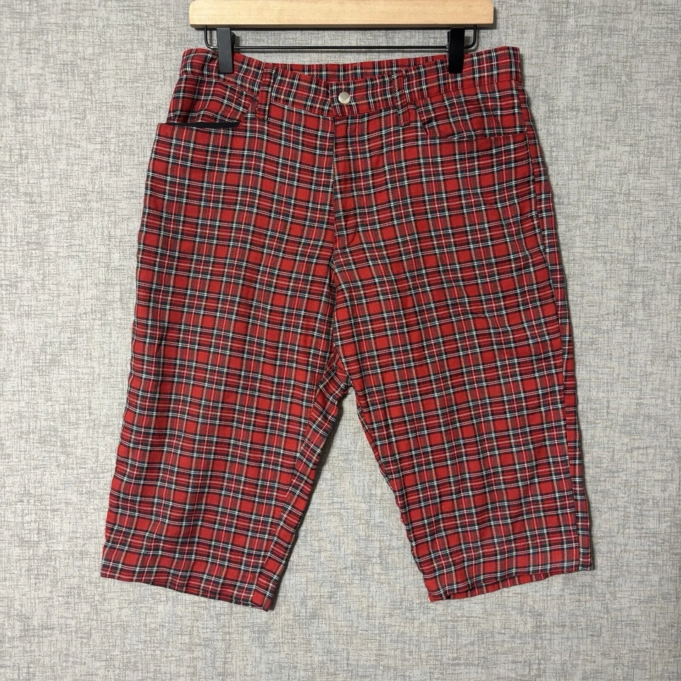 Bermudas de Colección Lip Service Para Hombres Talla 32 (Etiqueta 34) Cuadros Años 90 Punk Hot Topic EE. UU.