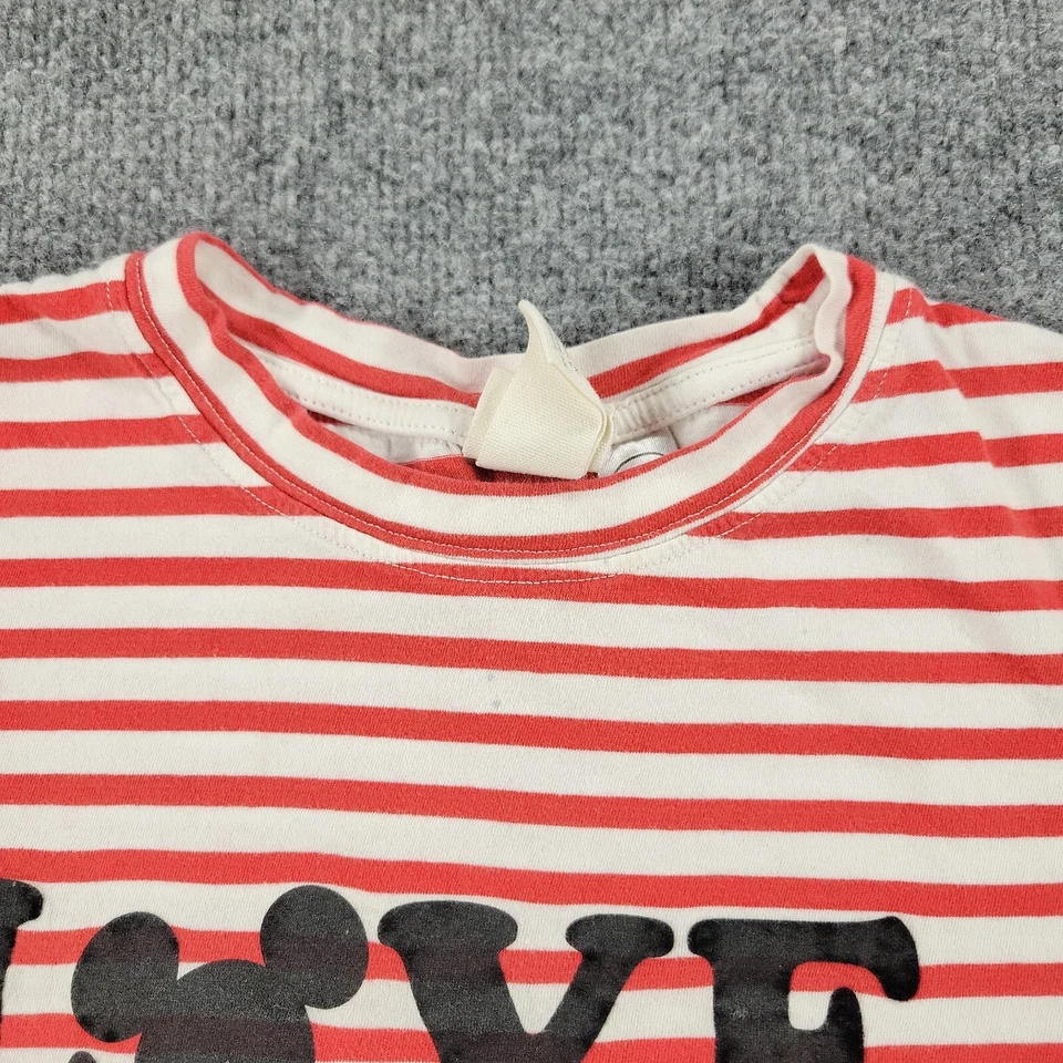 H & M X Disney рубашка женщин маленький красный белый в полоску любовь графический коротким рукавом Топ - Изображение 3 из 4
