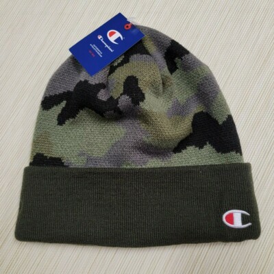CHAMPION MEN'S ICONIC LOGO CAMO BEANIE HAT CAP ONE SIZE NEW