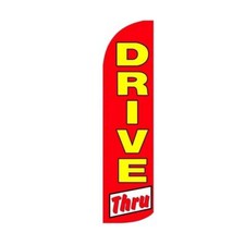 Drive Thru Swooper Flutter Windless Retail Feather Flag  3ft W x 11.5ft Tall