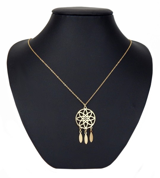 Ella Jonte Kurze Boho Halskette Gold Federn TraumfäNger Kette Edelstahl 39-44 Cm-image
