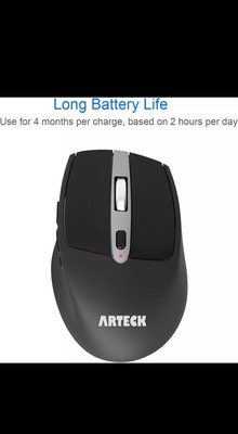 Arteck 2.4G Kabellose Maus mit Nano USB Empfänger Ergonomisches Design Leise mit