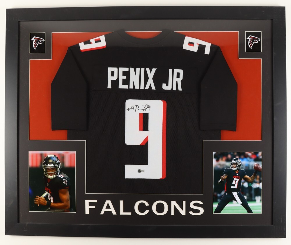 Michael Penix Jr. Autographed Signed Atlanta Falcons 35x43 Framed Jersey (Beckett) 2024 Pick 