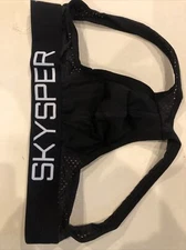 Skysper Mens Pouched Ass-less Panties Black Size L