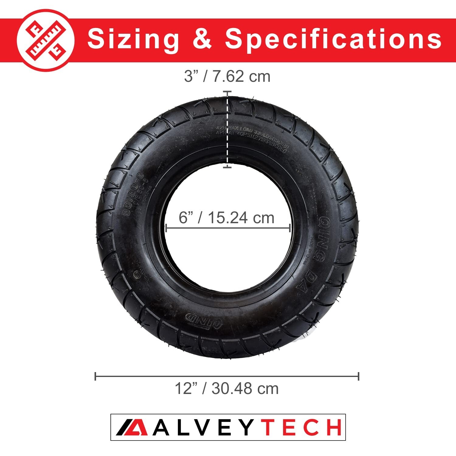 AlveyTech 4.10/3.50-6 (300/70-6 Alternative) Tire and Inner Tube Set - Replac...