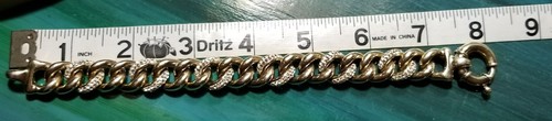 QVC 18k Yellow gold/sterling silver crystal Thick puffy curb link Chain bracelet - Picture 8 of 11