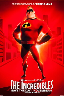 レア　スーザン・フィリップス　ポスター 2004 The Incredibles Movie Poster 11X17 Elastigirl Frozone Dash