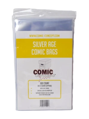 100x Silver Age Comic Book Bags - Comic Concept