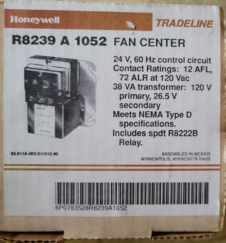 Honeywell   R8239A1052 Fan Center R8239A 1052 New Old Stock