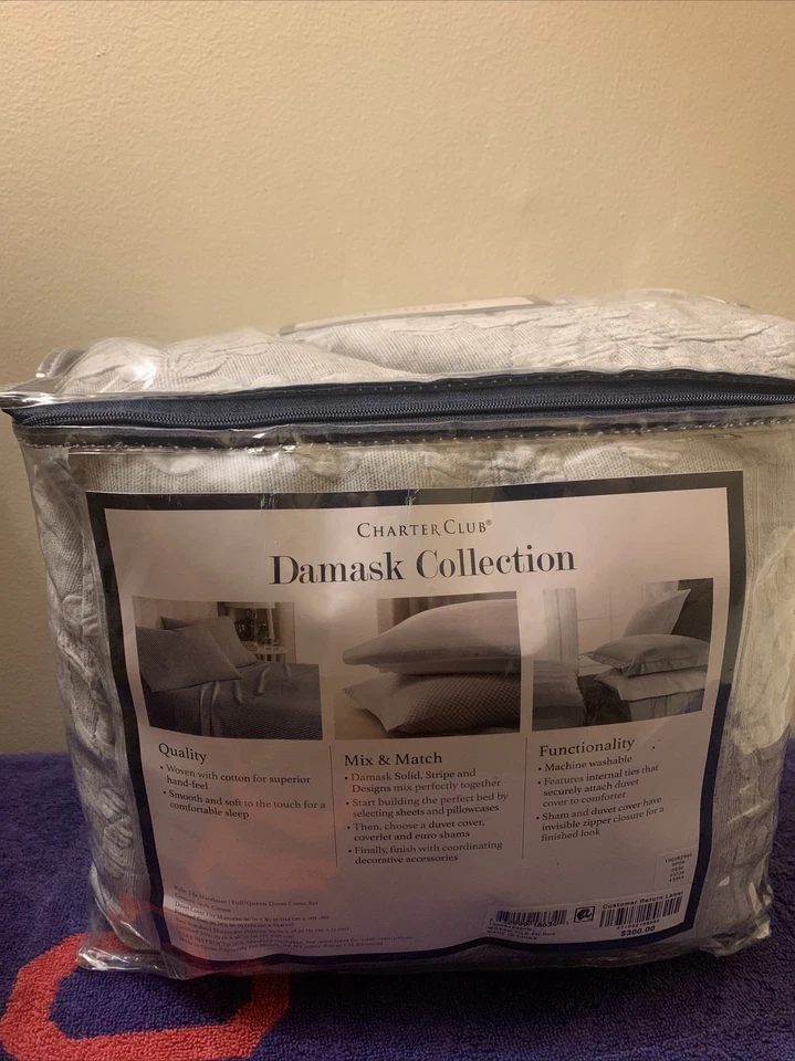 Juego completo de funda nórdica Charter Club Damask Designs azulejos tejidos/queen💫 Foto 2 de 3