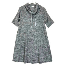 Loft ann taylor lounge short sleeve knit sweatshit cowl neck dress grey small