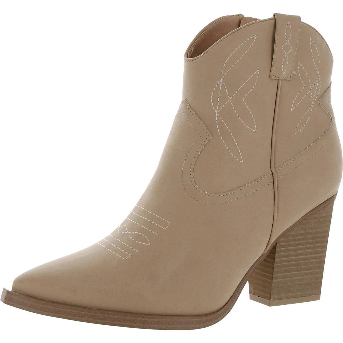 Mia Womens Block Heel Pointed Toe Ankle Cowboy Western Boots