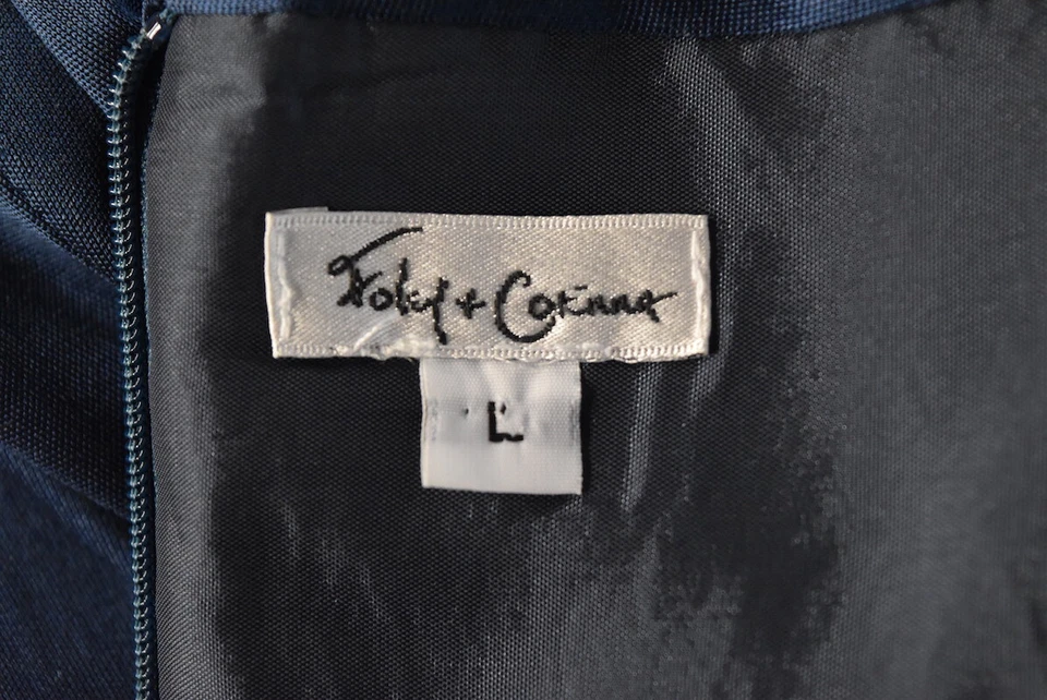 Vestido para mujer Foley + Corinna talla L azul funda cintura imperio midi halter seda Foto 4 de 4