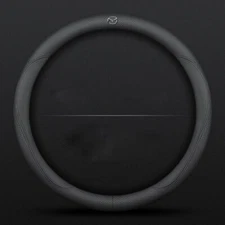 Genuine Leather 15" Car Auto Steering Wheel Cover Accessories For Mazda Black