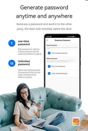 Smart Lock Slim Biometric Lock Tuya Smart, RFID, Code, WiFi, Cloud F2TY - Picture 7 of 11