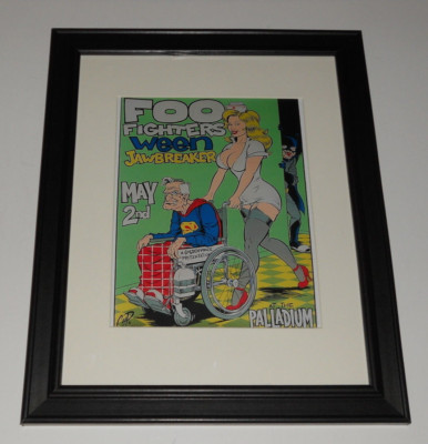 Framed Foo Fighters + Ween 1996 Palladium Hollywood Mini-Poster,14'' by 17''