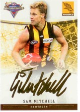 2007 Select AFL Champions Gold Foil Printed Signature FS43 Sam Mitchell (Hawks.)