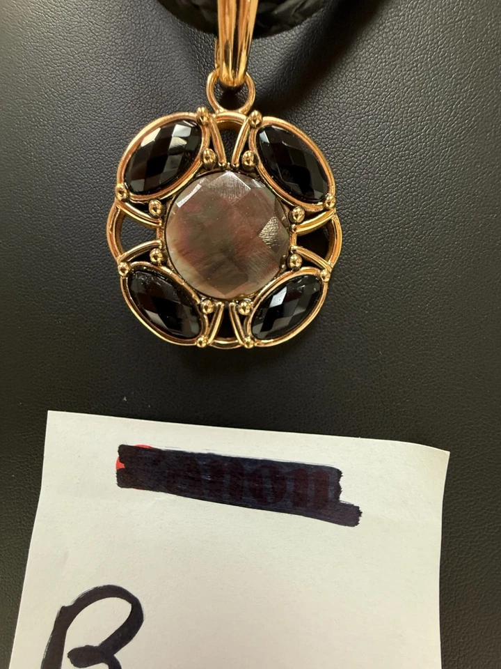 HSN - Barse - Collar de cordón de cuero con colgante de cristal Foto 3 de 4