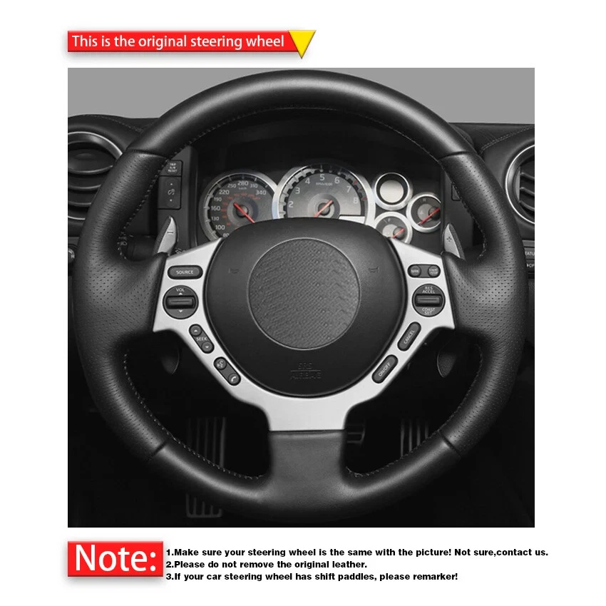 Cubierta de volante de gamuza suave para Nissan GTR GT-R (Nismo) 2008-2015 2016 Foto 2 de 4
