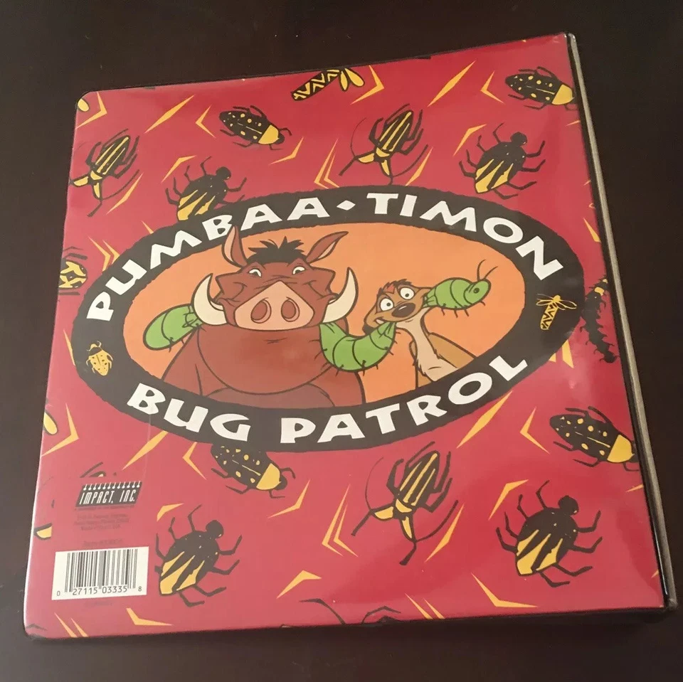 Cuaderno vintage de la década de 1990 Disney 3 anillas Rey León Timón Pumba Bug Patrol Foto 4 de 4