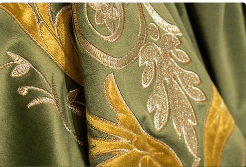 Custom green velvet embroidery thick French cloth curtain tulle drape C1774 - Picture 5 of 12