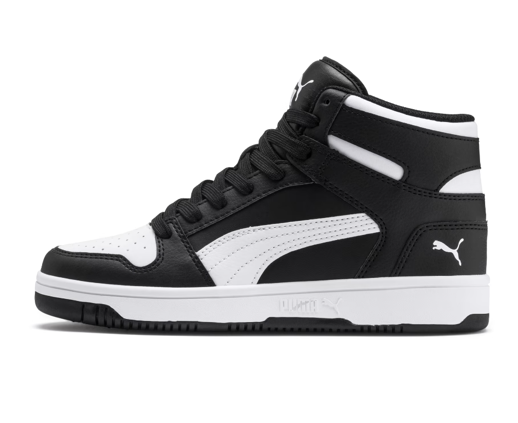 Puma Big Kids Rebound Lay Up Mid Sneakers Black/White 370486