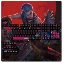 Arcane:League Of Legends Jinx Keycap Button PBT Cherry MX For Keypads 123 Keys