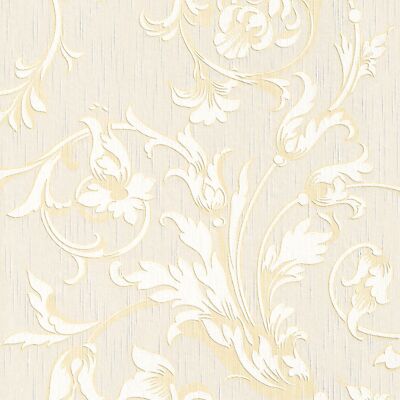 Profhome 956337-GU Textiloptik Tapete Blumen matt creme gold beige 5,33 m2