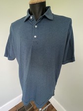 FOOTJOY GOLF POLO SHIRT MENS SZ LG BLUE STRIPED PERFORMANCE