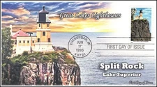 AO-2969,1995, Great Lakes Lighthouses, FDC, Add-on Cachet, Split Rock, Lake Supe