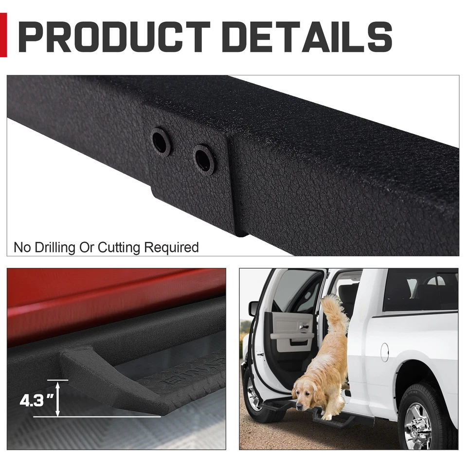 BHZ Running Boards For 04-24 Nissan Titan Crew Cab Drop Nerf Bar BLK Side Step Foto 4 de 4