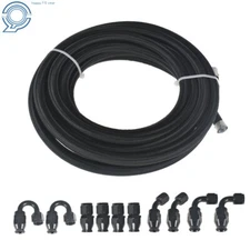 6AN Black Nylon E85 PTFE Fuel Line 10FT 12FT 20FT 30FT 10 Fittings Hose Kit E85