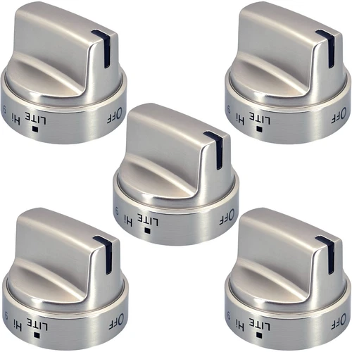 5 Pack Stainless Steel Look Control Knob Kits For GE Gas Range Stove WB03X24818
