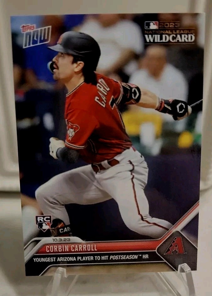 2023 Topps NOW Corbin Carroll RC #961 "1st MLB Playoff HR" Diamondbacks Rookie