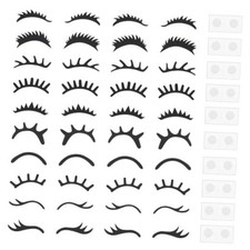 20 Sets Eyelashes Patches 10 Styles Black Eyelash Applique Black-10 Styles