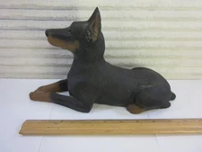 Sandicast Black Doberman Pinscher Sculpture Signed Sandra Brue Glass Eyes 1984