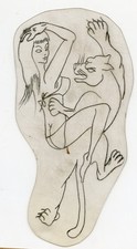original 1970s vintage ron kevie panther pinup tattoo flash acetate stencil 3x5