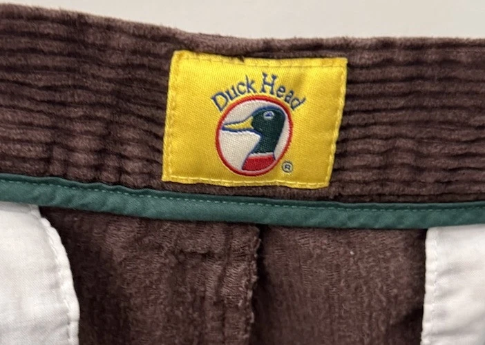 Calça de veludo vintage cabeça de pato, masculina plissada sépia marrom, peso pesado, 38x32 - Imagem 2 de 4