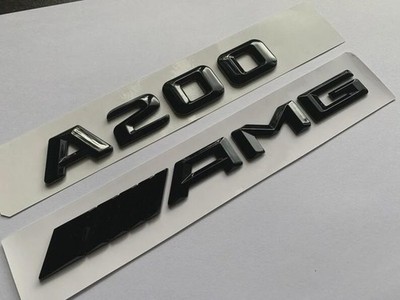 GLOSS BLACK A200 AMG REAR BOOT BADGE NEW FONT 3D QUALITY