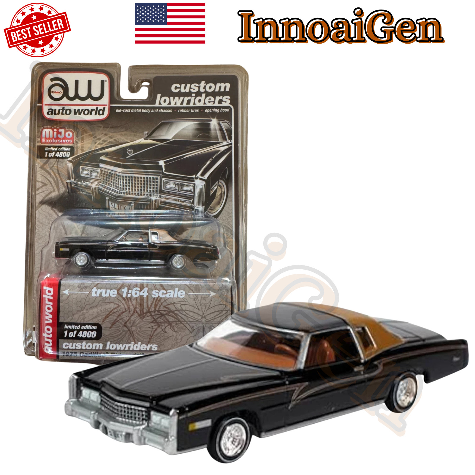 Auto World Custom Lowriders 1975 Cadillac Eldorado 1:64 Diecast Model Exclusive